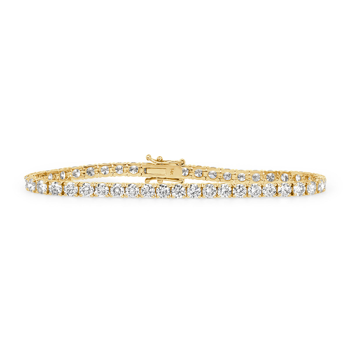 8.90ct Round Brilliant Cut Diamond Tennis Bracelet in 14k Yellow Gold in 7'