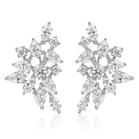 2.84ct Floral Cluster Diamond Earrings in 18k White Gold