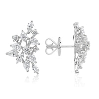 2.84ct Floral Cluster Diamond Stud Earrings in 18k White Gold
