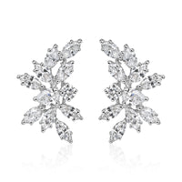 2.04ct Floral Cluster Diamond Earrings in 18k White Gold