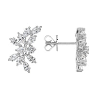 2.04ct Floral Cluster Diamond Earrings in 18k White Gold