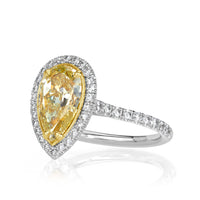 3.15ct Fancy Light Yellow Pear Shaped Diamond Engagement Ring