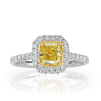 1.64ct Fancy Yellow Radiant Cut Diamond Engagement Ring