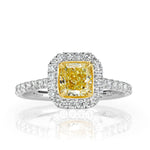 1.64ct Fancy Yellow Radiant Cut Diamond Engagement Ring