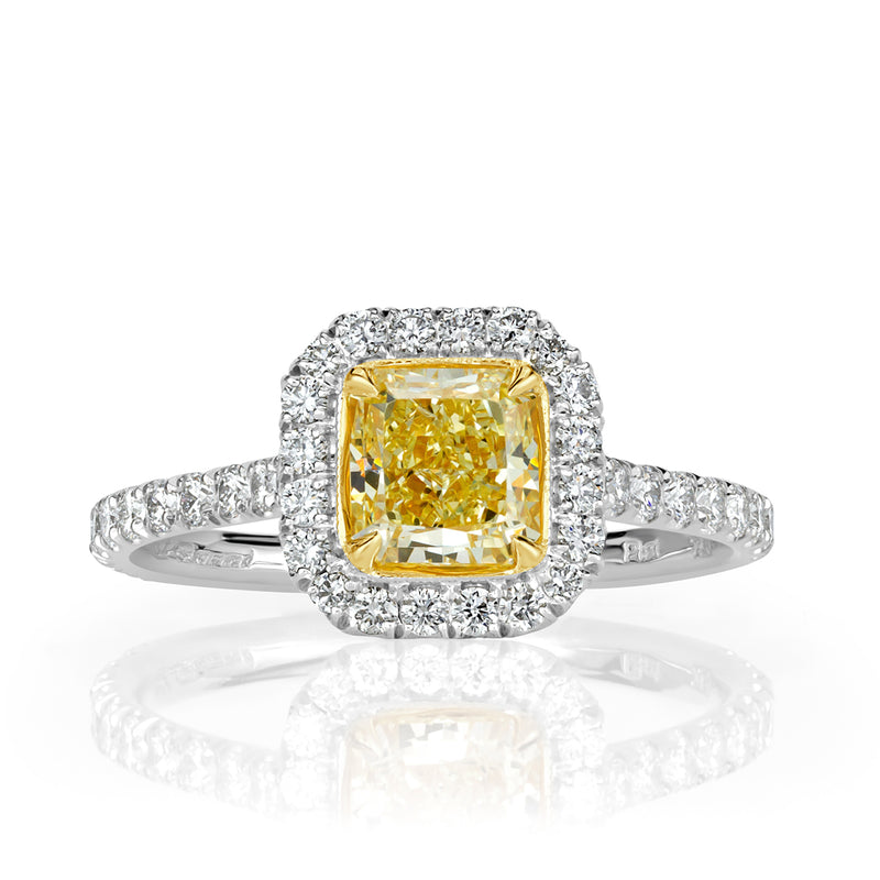 1.64ct Fancy Yellow Radiant Cut Diamond Engagement Ring