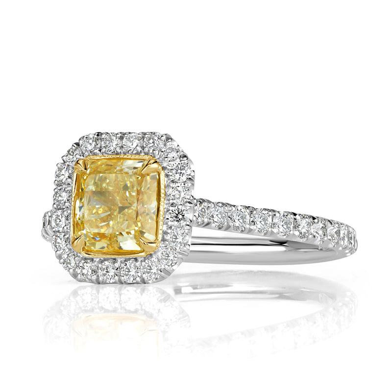 1.64ct Fancy Yellow Radiant Cut Diamond Engagement Ring