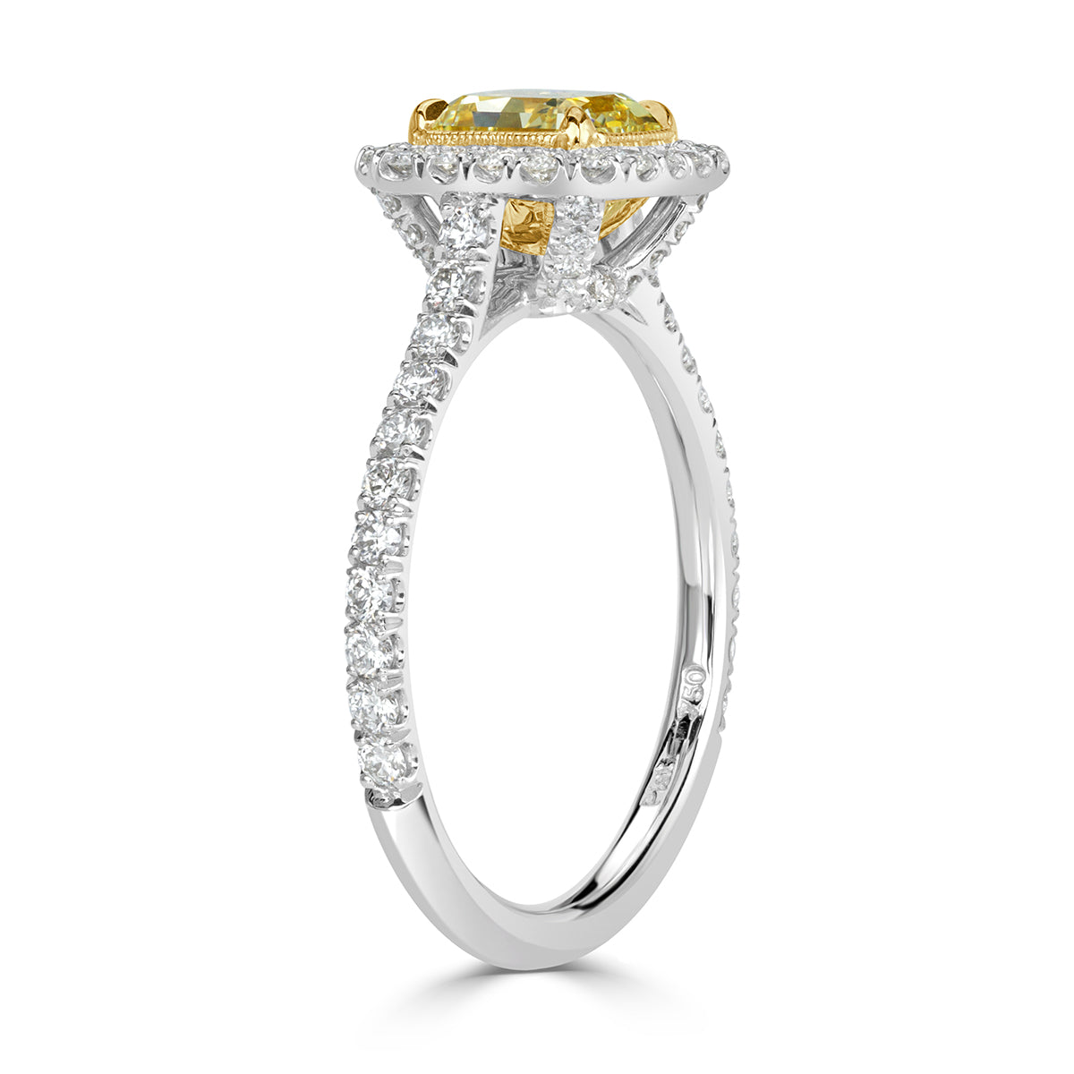 1.64ct Fancy Yellow Radiant Cut Diamond Engagement Ring