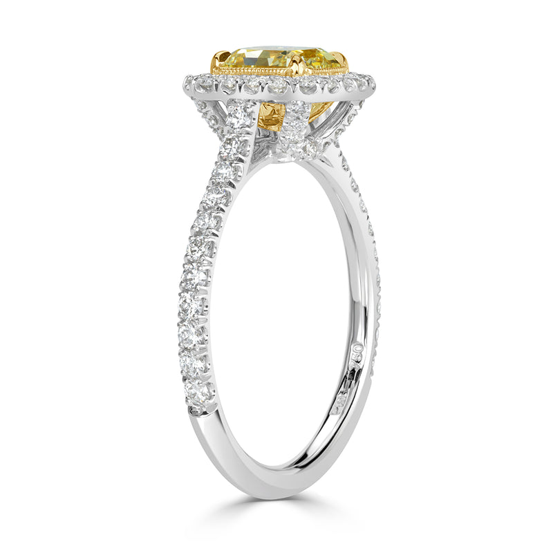 1.64ct Fancy Yellow Radiant Cut Diamond Engagement Ring
