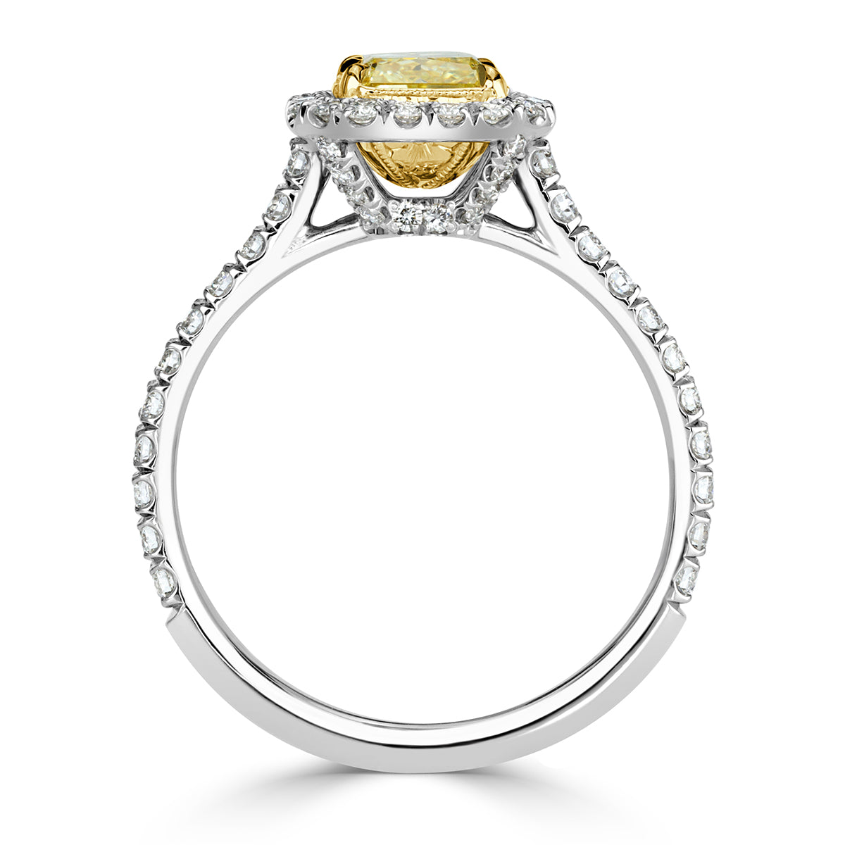 1.64ct Fancy Yellow Radiant Cut Diamond Engagement Ring