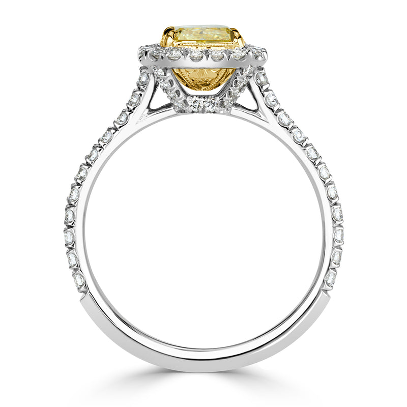 1.64ct Fancy Yellow Radiant Cut Diamond Engagement Ring