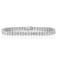 15.61ct Emerald Cut Diamond Tennis Bracelet in 18k White Gold in 7'