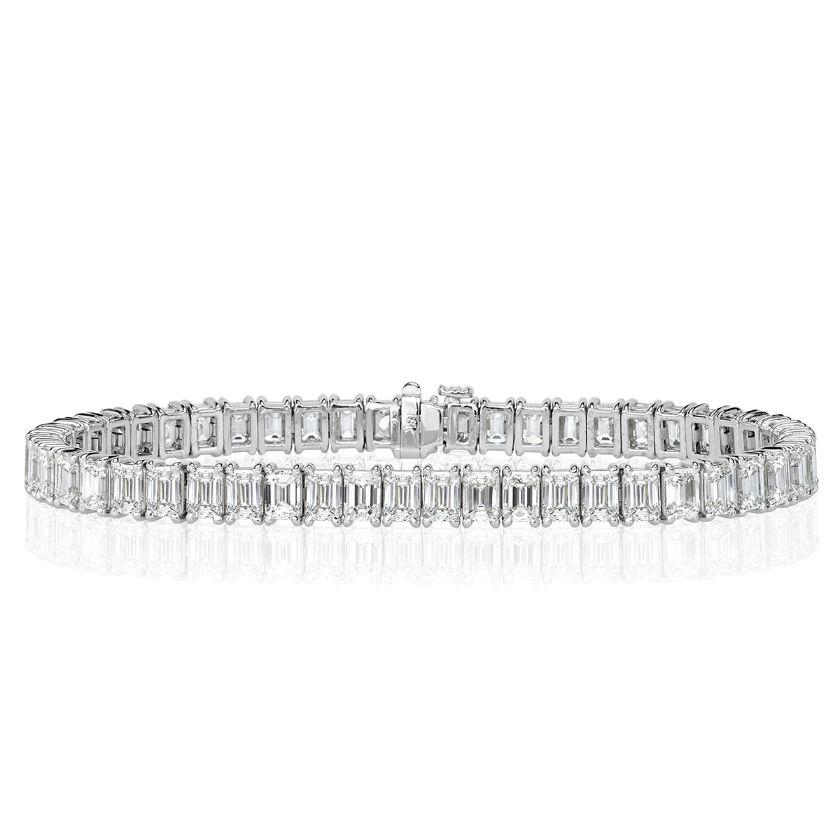 15.61ct Emerald Cut Diamond Tennis Bracelet in 18k White Gold in 7'