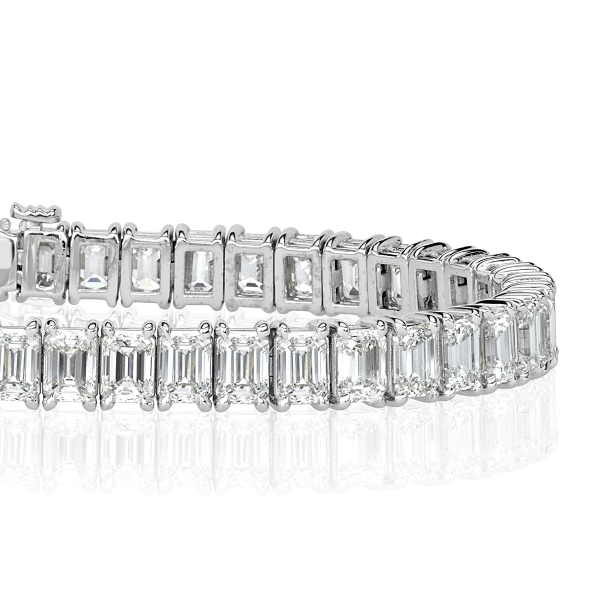 15.61ct Emerald Cut Diamond Tennis Bracelet in 18K White Gold