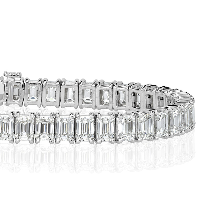 15.61ct Emerald Cut Diamond Tennis Bracelet in 18K White Gold