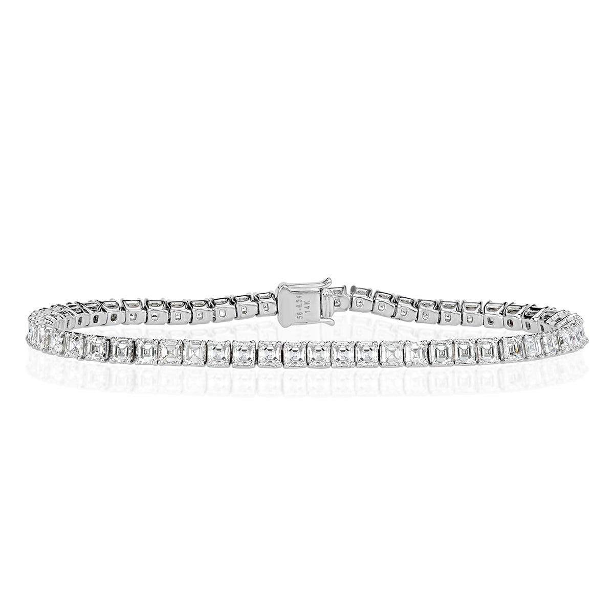 6.34ct Asscher Cut Diamond Tennis Bracelet in 14k White Gold in 6.5'