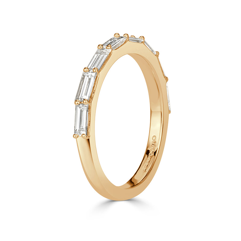 0.65ct Baguette Cut Diamond Wedding Band in 18k Champagne Yellow Gold