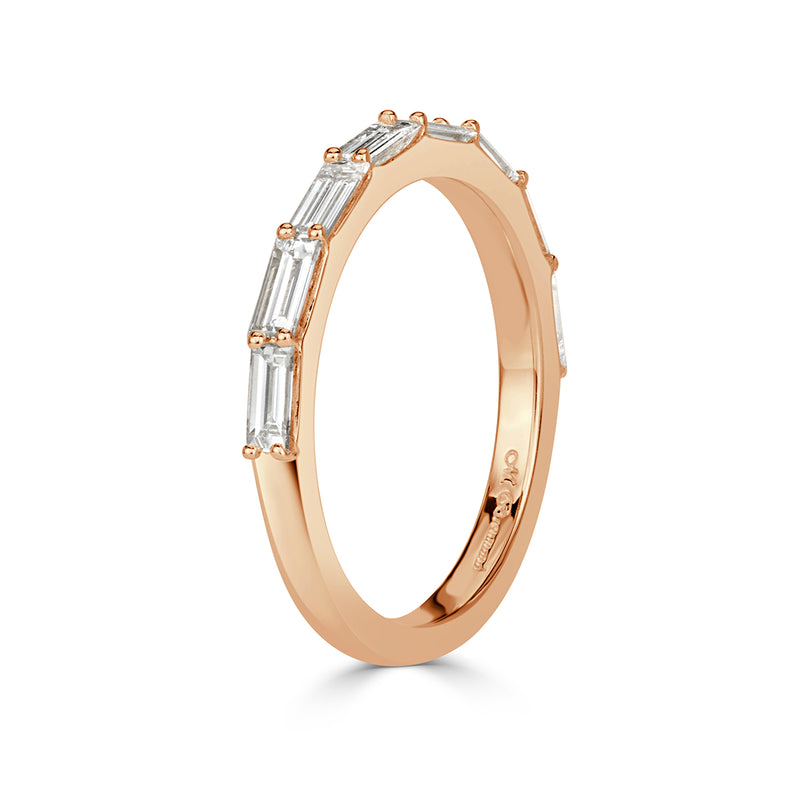 0.65ct Baguette Cut Diamond Wedding Band in 18k Rose Gold