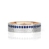 0.85ct Blue Sapphire Hammered Finish Wedding Band in 18k White and Rose Gold in 6.0mm