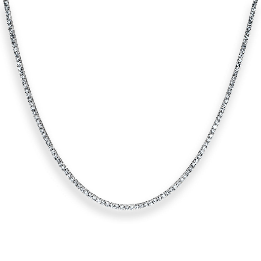 7.31ct Round Brilliant Cut Diamond Tennis Necklace in 14k White Gold in 17'