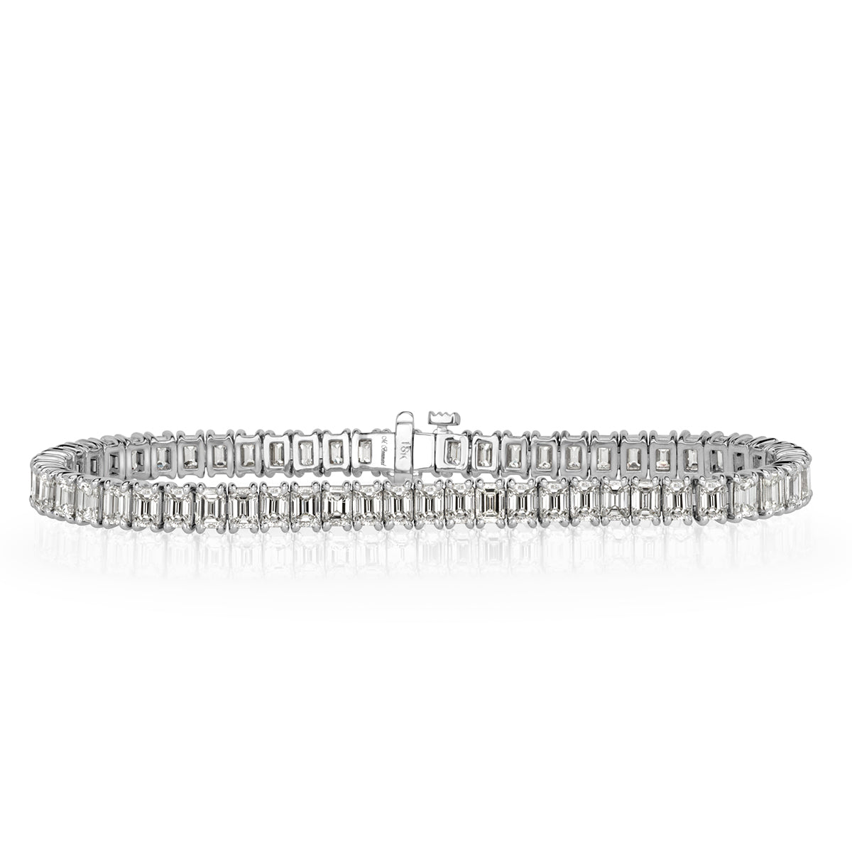 10.74ct Emerald Cut Diamond Tennis Bracelet in 18k White Gold in 7'