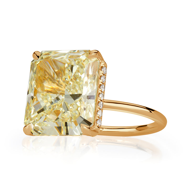 10.37ct Fancy Light Yellow Radiant Cut Diamond Engagement Ring