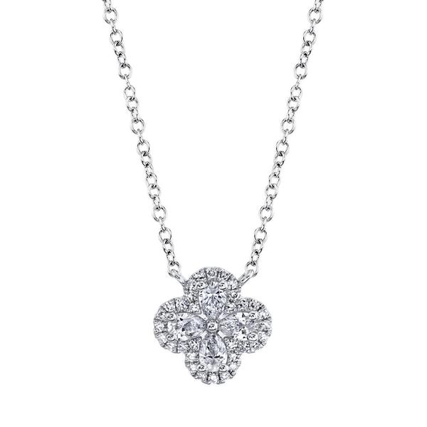 0.41ct Pear Shaped Floral Pendant in 14k white Gold