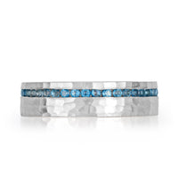 Men's 1.43ct Blue Topaz Wedding Band in Platinum and 18k Rose Gold