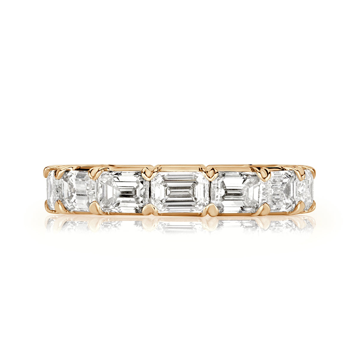4.68ct Emerald Cut Diamond Eternity Band in 18k Champagne Yellow Gold