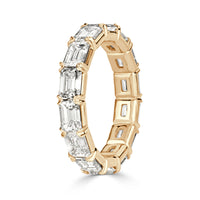 4.68ct Emerald Cut Diamond Eternity Band in 18k Champagne Yellow Gold
