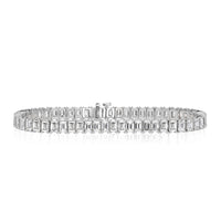 12.89ct Emerald Cut Diamond Tennis Bracelet in 18k White Gold in 7'
