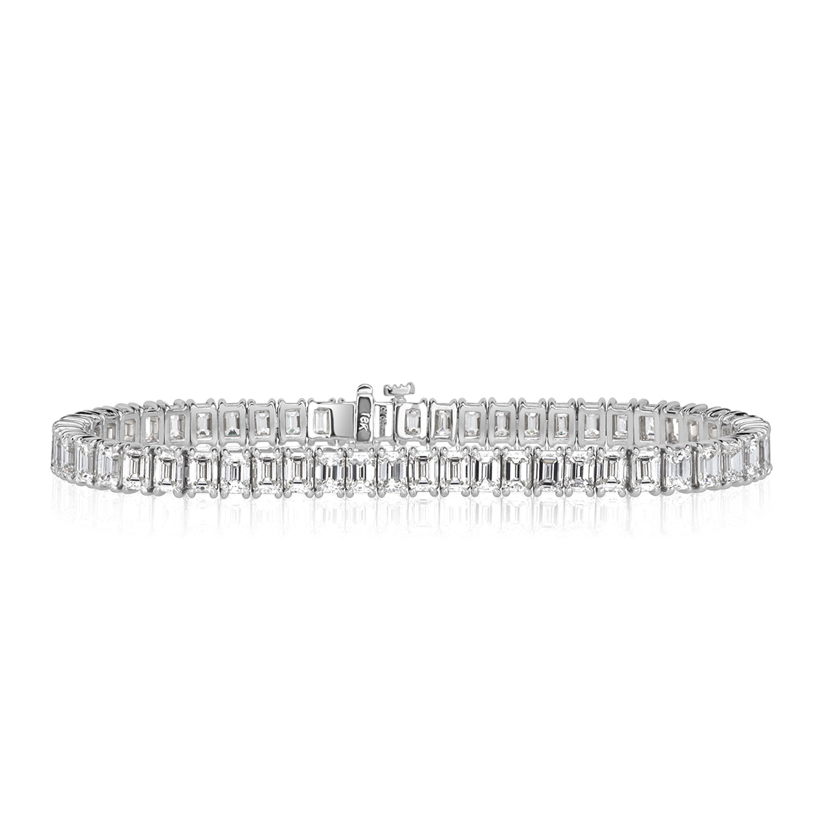 12.89ct Emerald Cut Diamond Tennis Bracelet in 18k White Gold in 7'