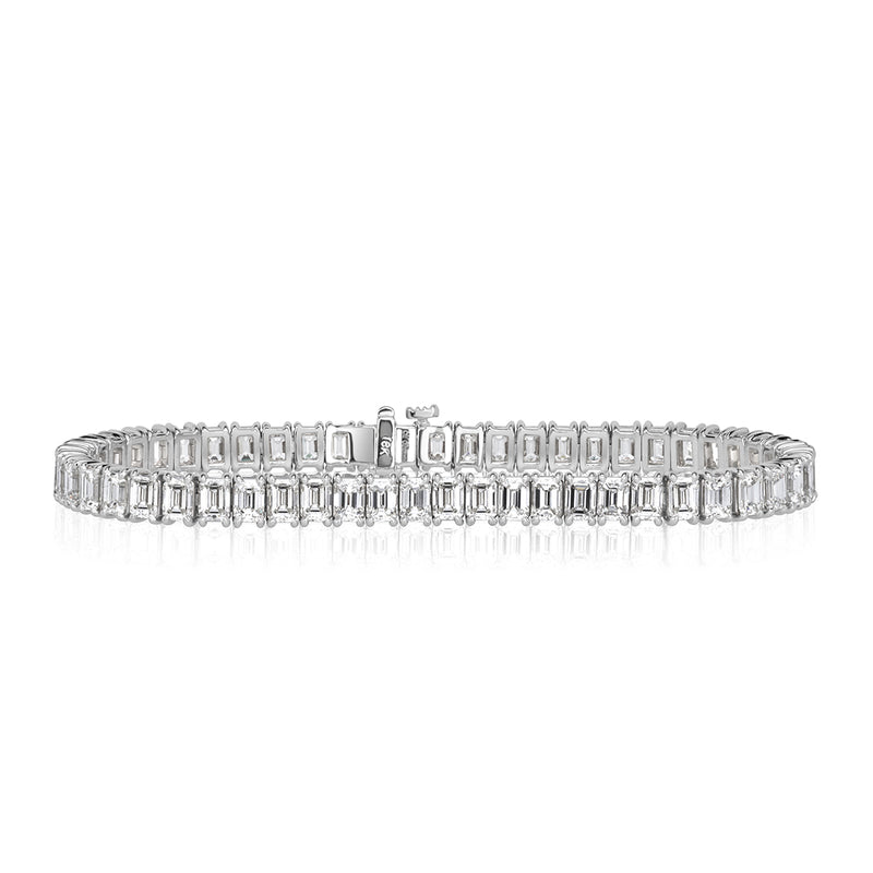 12.89ct Emerald Cut Diamond Tennis Bracelet in 18k White Gold in 7'