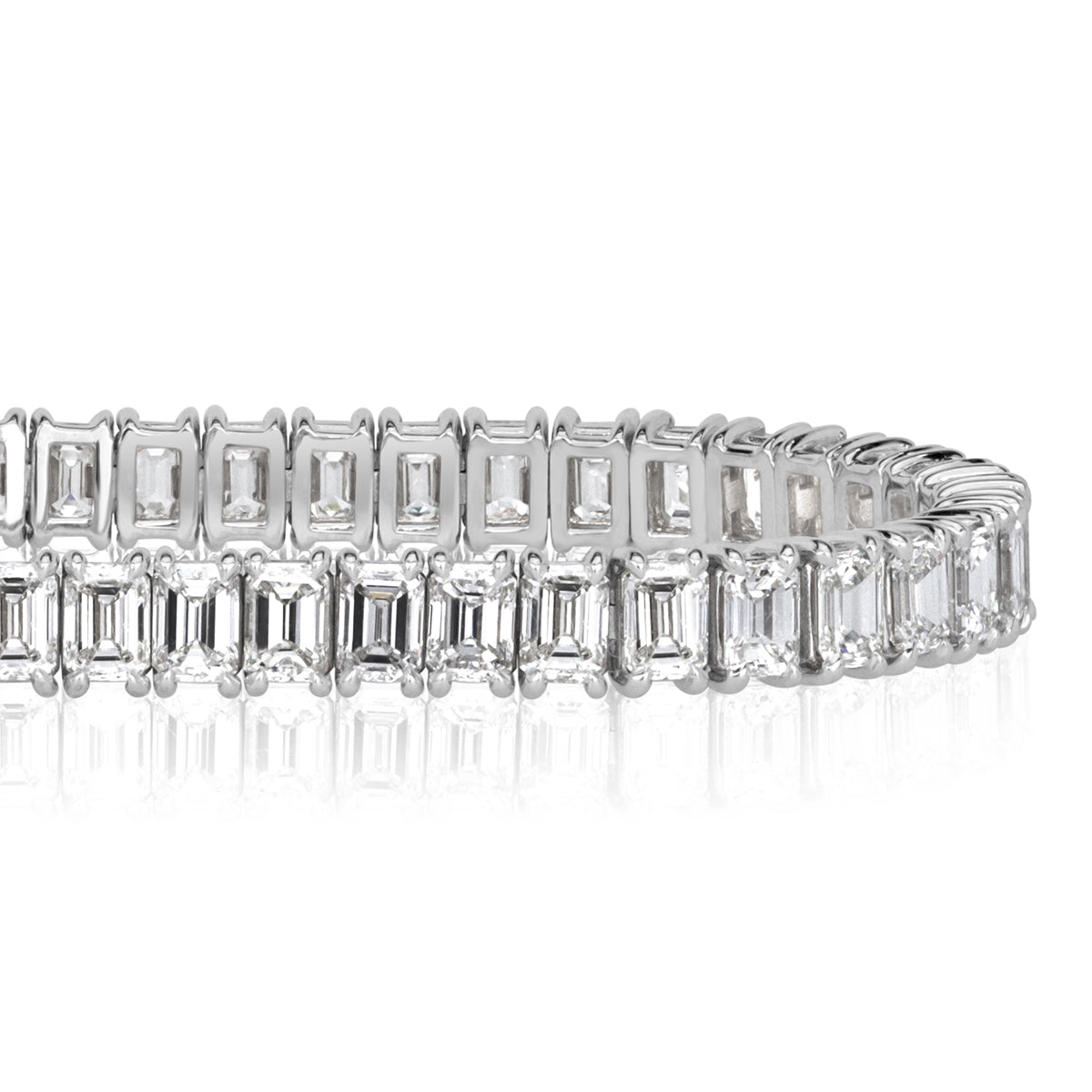 12.89ct Emerald Cut Diamond Tennis Bracelet in 18k White Gold in 7'