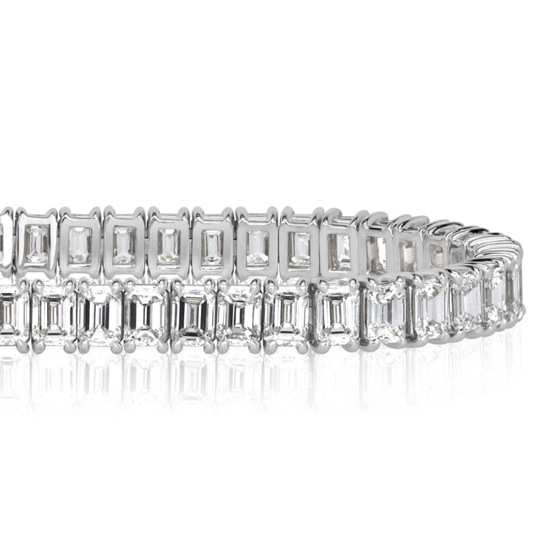12.89ct Emerald Cut Diamond Tennis Bracelet in 18k White Gold in 7'