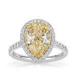 3.29ct Fancy Light Yellow Pear Shaped Diamond Engagement Ring