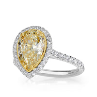 3.29ct Fancy Light Yellow Pear Shaped Diamond Engagement Ring