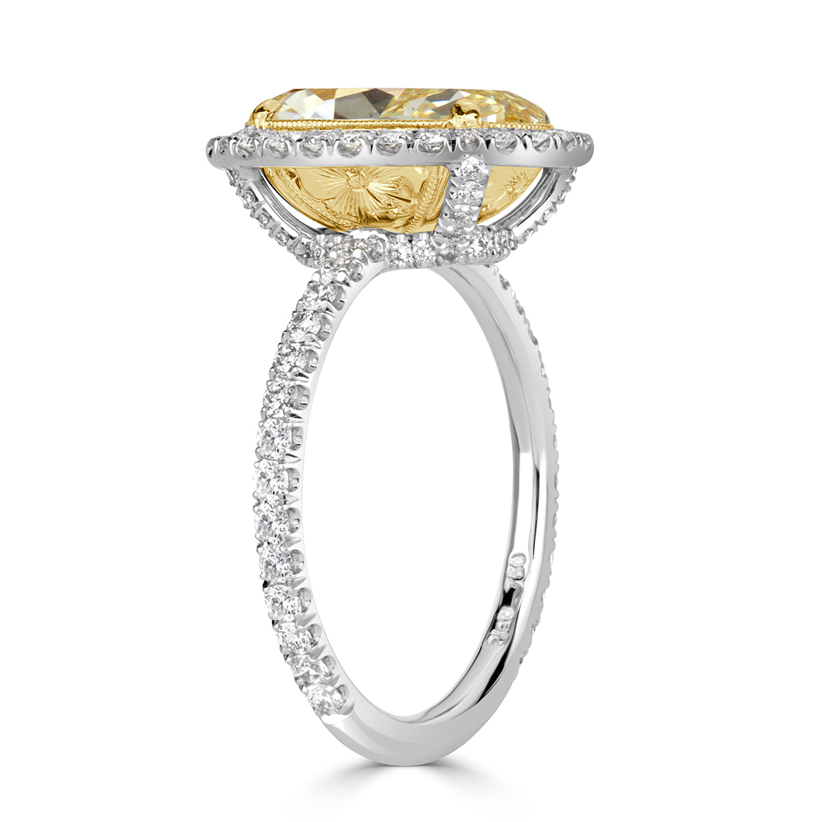3.74ct Fancy Yellow Oval Cut Diamond Engagement Ring