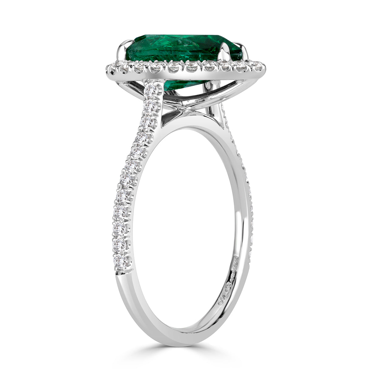 2.79ct Pear Shaped Emerald and Diamond Engagement Ring