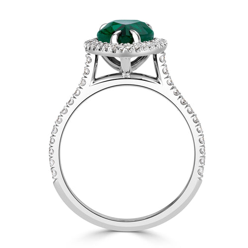 2.79ct Pear Shaped Emerald and Diamond Engagement Ring