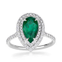 2.26ct Pear Shaped Emerald and Diamond Engagement Ring