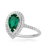 2.26ct Pear Shaped Emerald and Diamond Engagement Ring