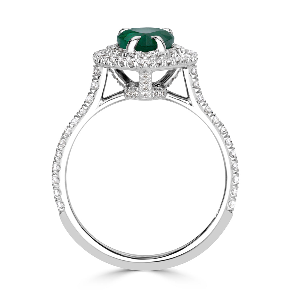2.26ct Pear Shaped Emerald and Diamond Engagement Ring
