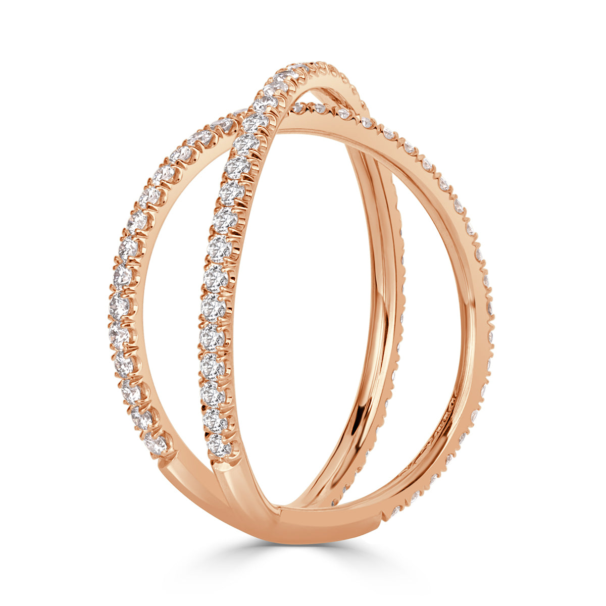 0.63ct Round Brilliant Cut Diamond Dainty Crisscross Ring