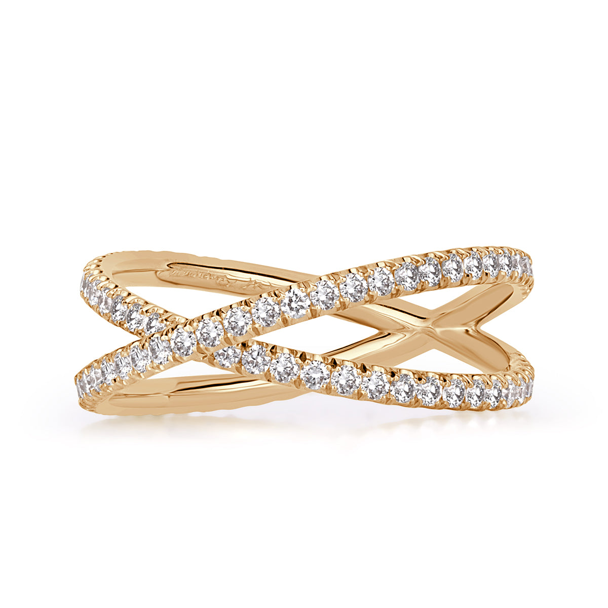 0.63ct Round Brilliant Cut Diamond Dainty Crisscross Ring