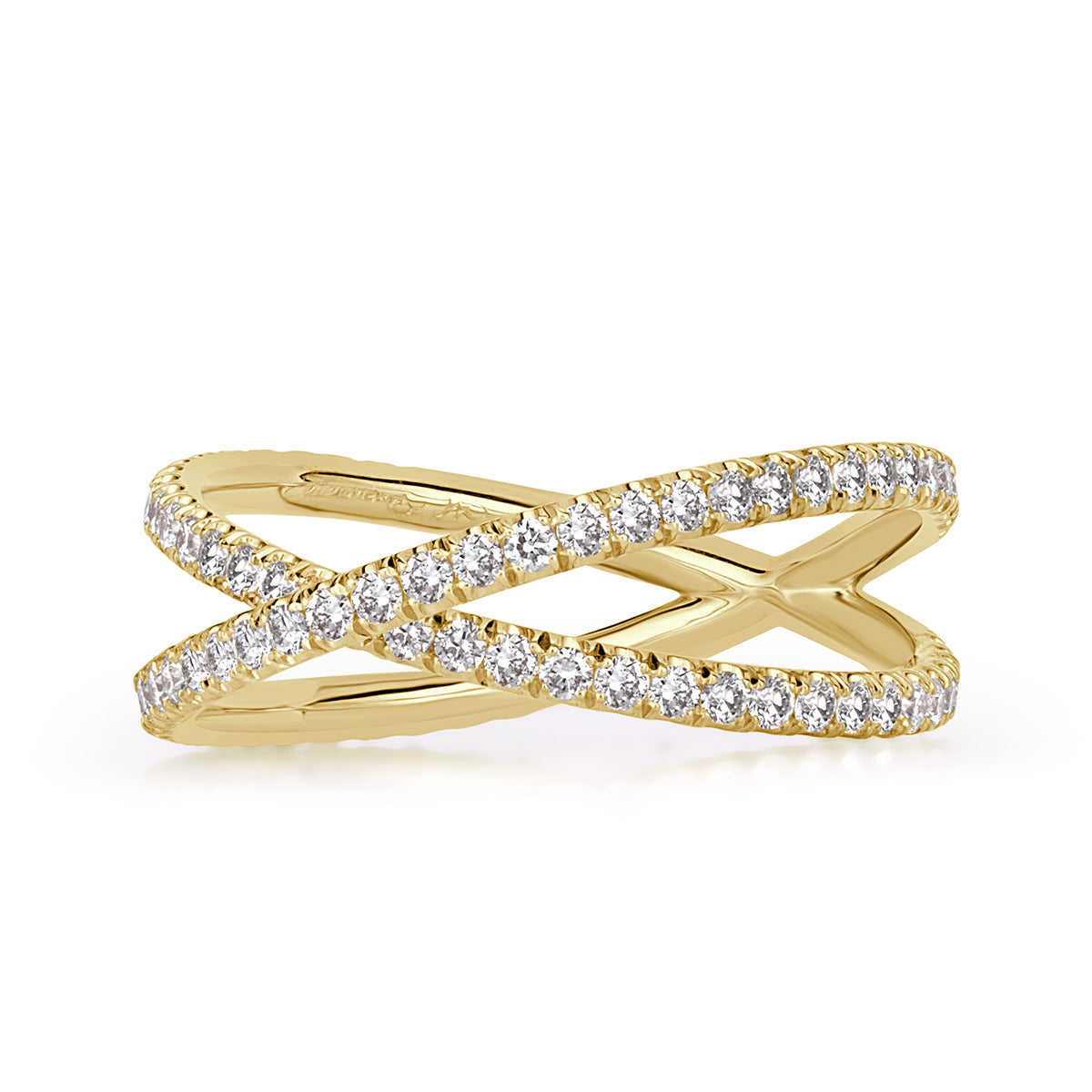 0.63ct Round Brilliant Cut Diamond Dainty Crisscross Ring