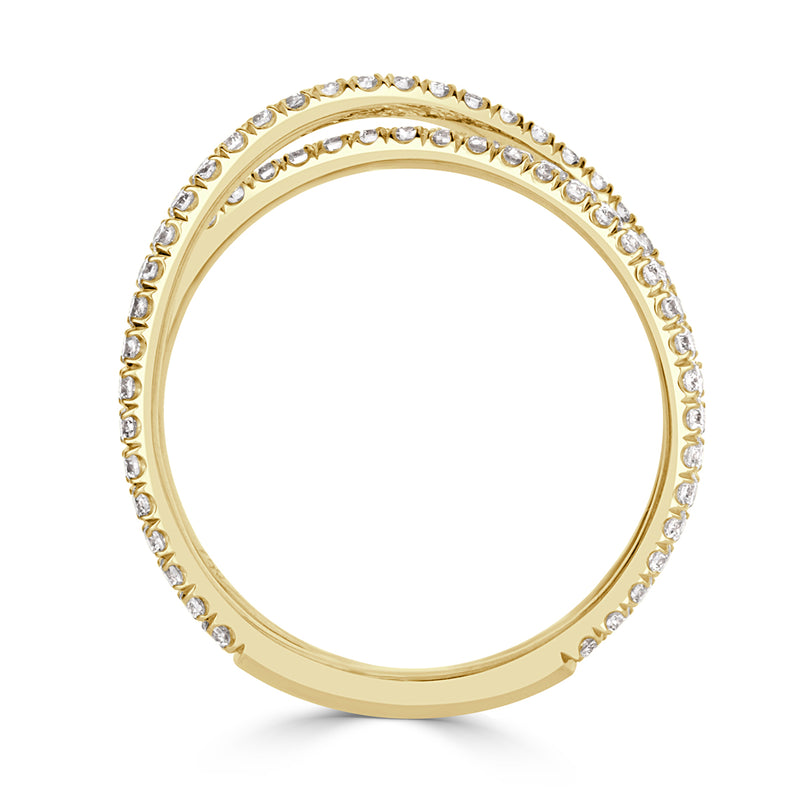 0.63ct Round Brilliant Cut Diamond Dainty Crisscross Ring in 18k Yellow Gold