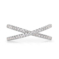 0.63ct Round Brilliant Cut Diamond Dainty Criss Cross Ring in 18k White Gold