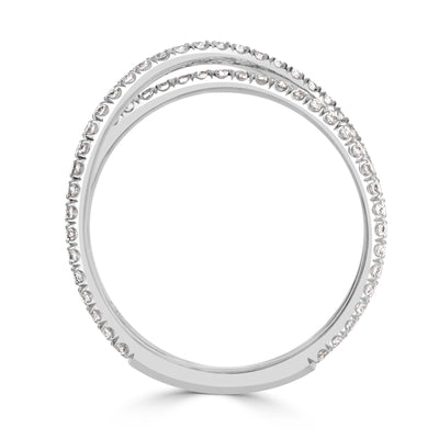 0.63ct Round Brilliant Cut Diamond Dainty Crisscross Ring in 18k White Gold