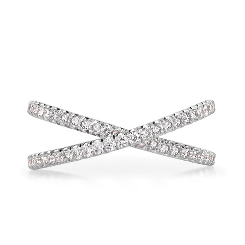 0.63ct Round Brilliant Cut Diamond Dainty Criss Cross Ring in Platinum