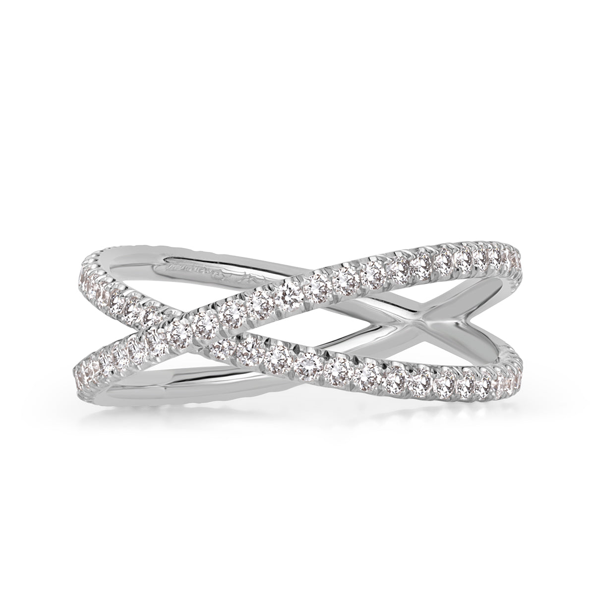 0.63ct Round Brilliant Cut Diamond Dainty Crisscross Ring